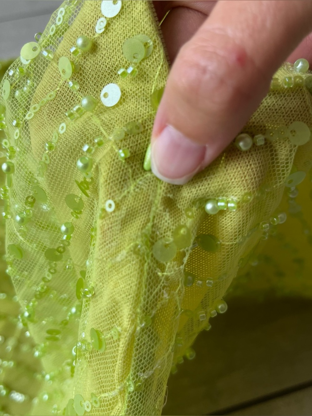 Meshki Lime Green Sequin Midi Dress Size S/M Halter Neck & Skirt Set - Picture 15 of 16